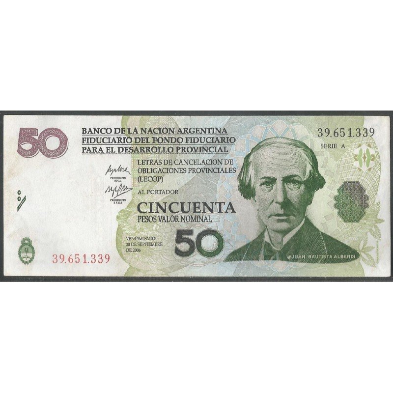 Argentina - Lecop, 50 Pesos 30 Sep 2006