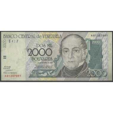 Venezuela, 2.000 Bolivares 29 Oct 1998 A 8 Dig P80