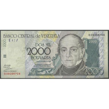 Venezuela, 2.000 Bolivares 29 Oct 1998 B 8 Dig P80