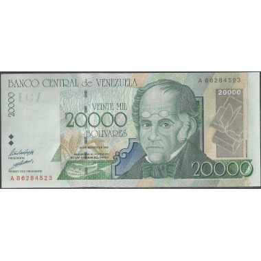 Venezuela, 20.000 Bolivares 24 Ago 1998 A 8 Dig P82