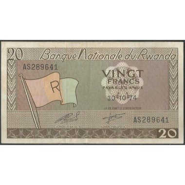 Rwanda, 20 Francs 30 Oct 1974 P6d
