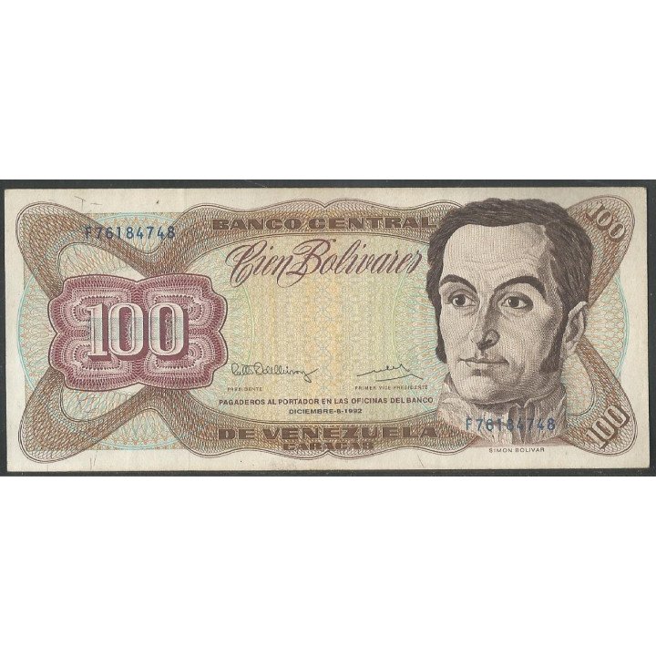 Venezuela 100 Bolivares 8 Dic 1992 F 8 Dig P66e