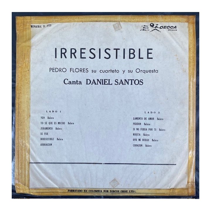 Daniel Santos Irresistible - Usa reverso