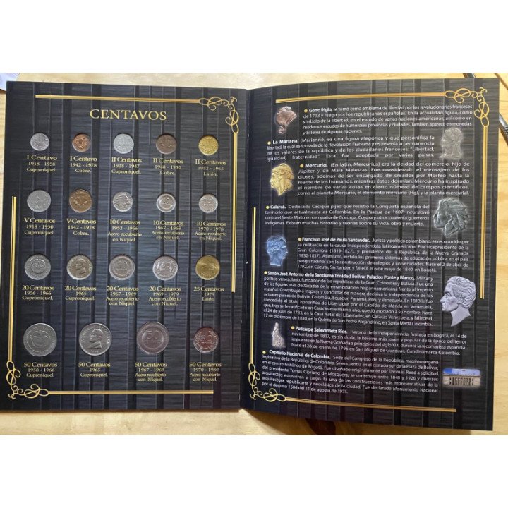 Monedas de colombia Siglo XX - Coleccionador con monedas reverso