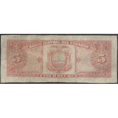 Ecuador, 5 Sucres 2 Ene 1958 FS P100b