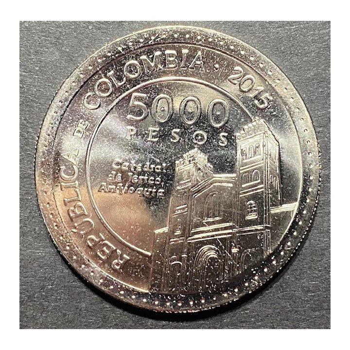 Colombia 5.000 PESOS 2015 Santa Madre Laura Montoya Upegui reverso
