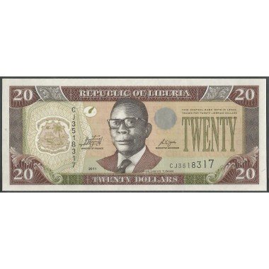 Liberia, 20 Dollars 2011 P28e