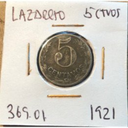Colombia 5 Centavos 1921 Lazareto JER369.01