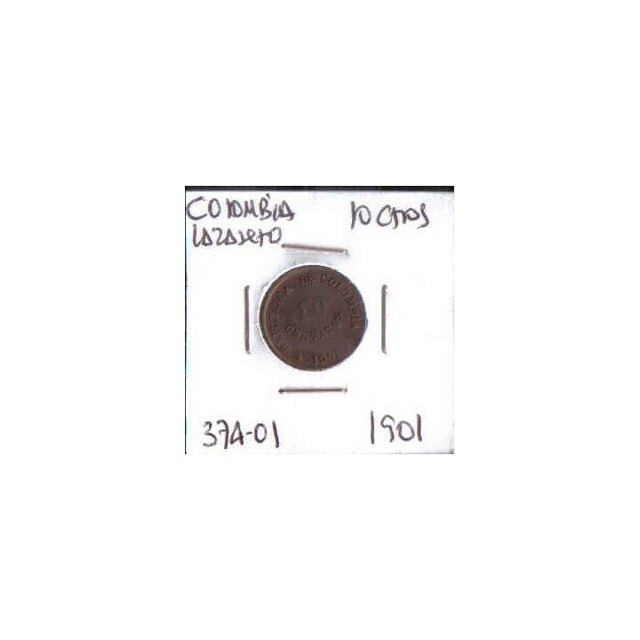 Colombia 10 Centavos 1901 Lazareto JER374.01