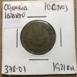 Colombia 10 Centavos 1921 Lazareto JER378.01