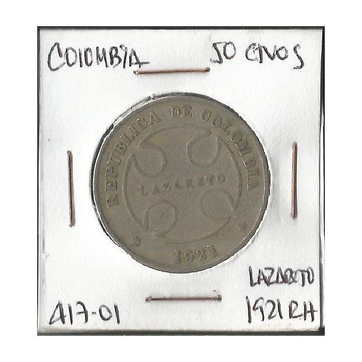 Colombia 50 Centavos 1921 Lazareto JER417.01