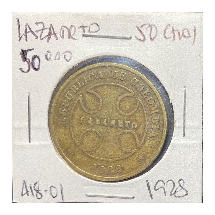 Colombia 50 Centavos 1928 Lazareto JER418.01