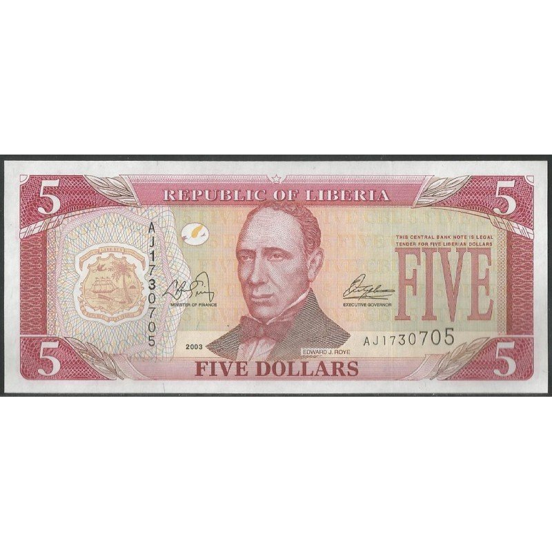 Liberia, 5 Dollars 2003 P26a