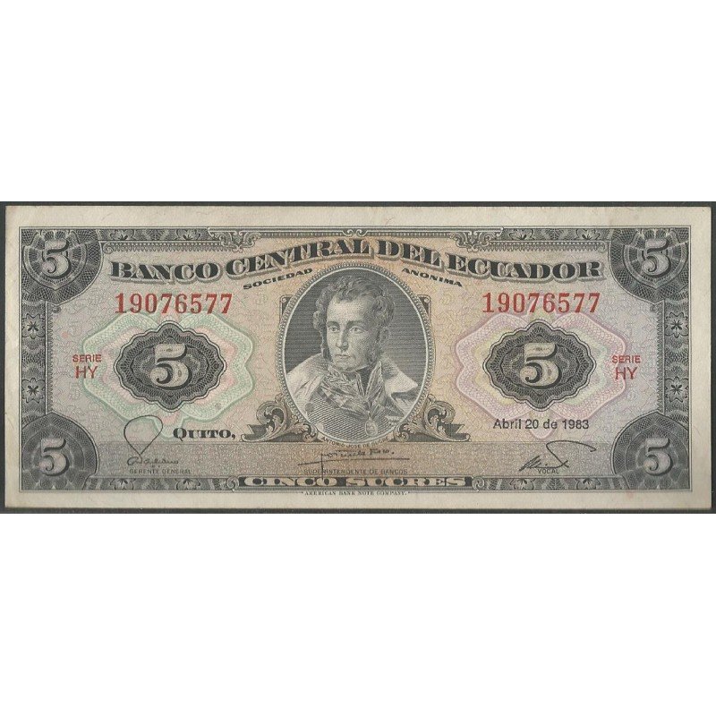 Ecuador, 5 Sucres 20 Abr 1983 HY P108b