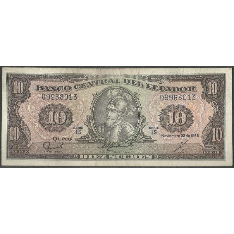 Ecuador, 10 Sucres 22 Nov 1988 LS P121