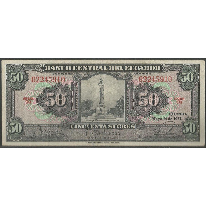 Ecuador, 50 Sucres 20 May 1971 TO P104b