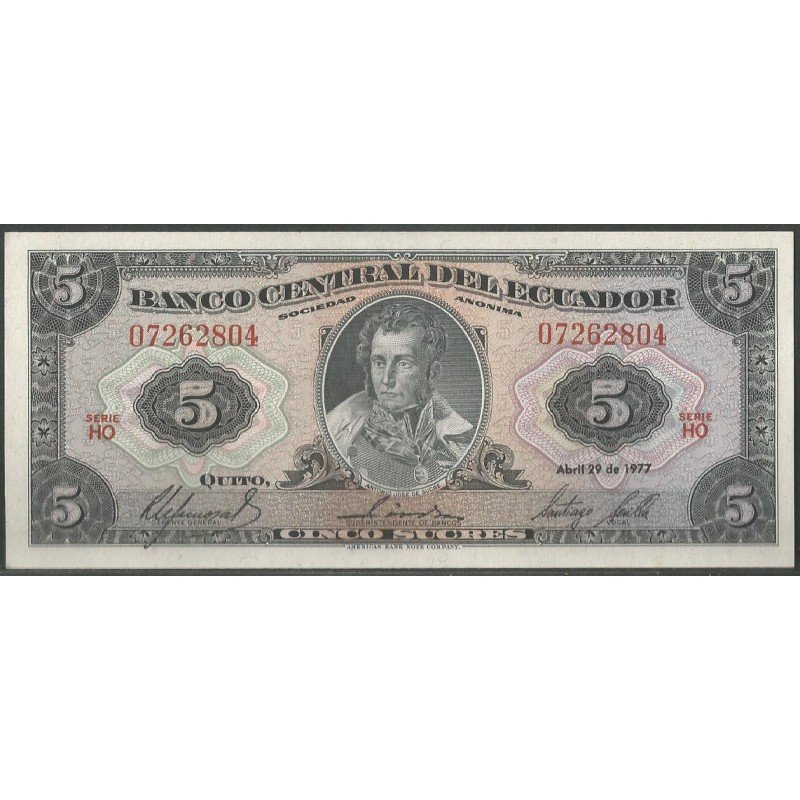 Ecuador, 5 Sucres 29 Abr 1977 HO P108a