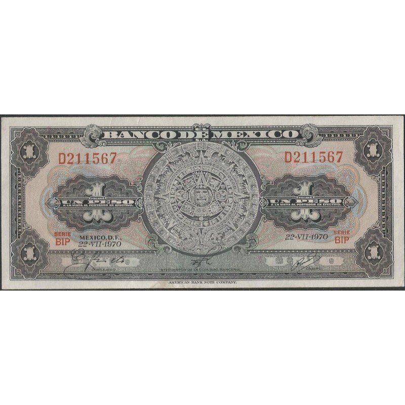 Mexico, 1 Peso 22 Jul 1970 Serie BIP P59l