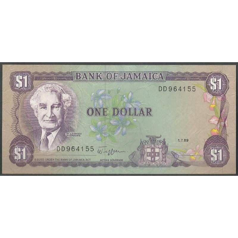 Jamaica, 1 Dollars 1 Jul 1989 P68Ac