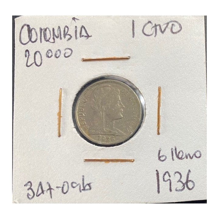 Colombia 1 Centavo 1920-1948 JER347 reverso