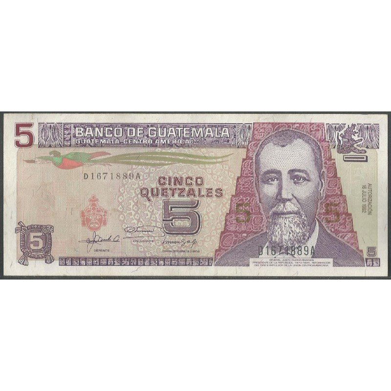 Guatemala, 5 Quetzales 16 Jul 1992 P81