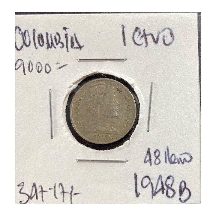 Colombia 1 Centavo 1920-1948 JER347 reverso