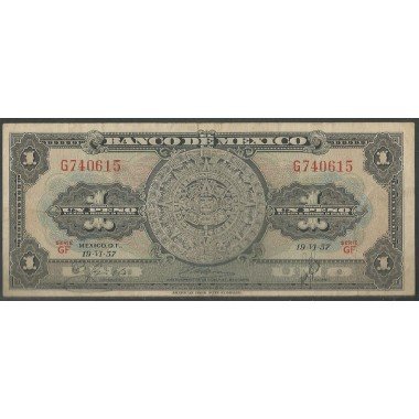 Mexico, 1 Peso 19 Jun 1957 Serie GF P59a