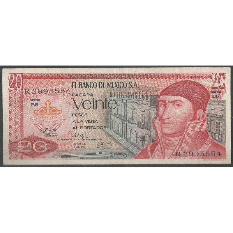 Mexico, 20 Pesos 8 Jul 1976 Serie BR P64c