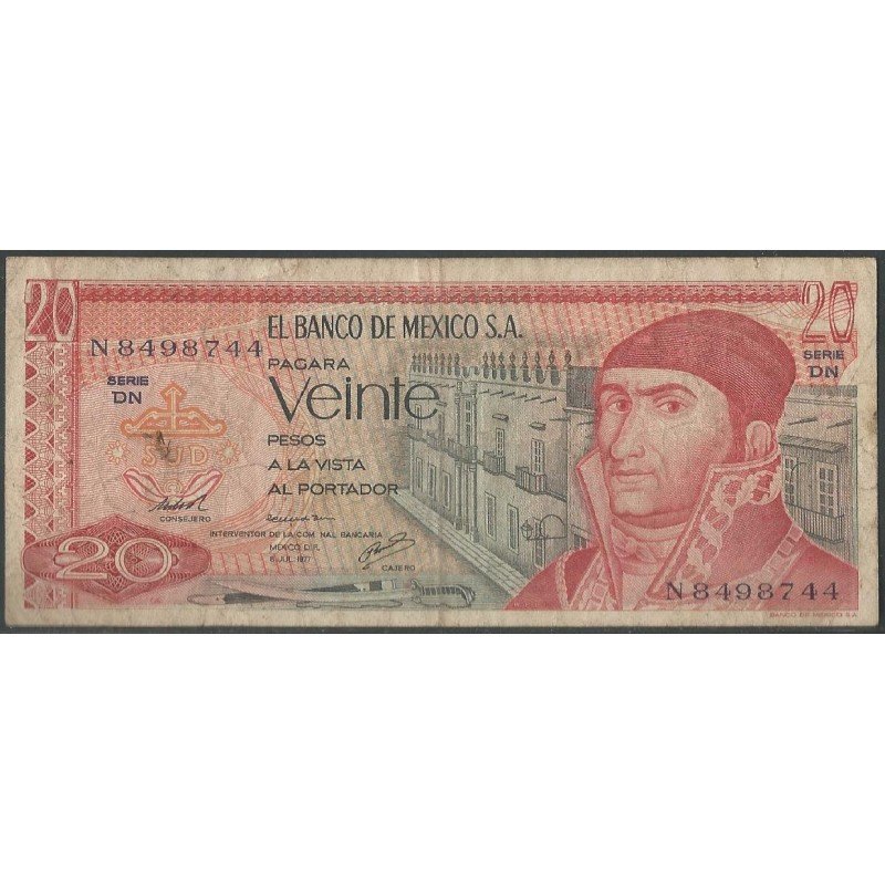 Mexico, 20 Pesos 8 Jul 1977 Serie DN P64d