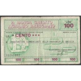 Italia - La Banca Credito Agrario Bresciano 100 Lire 2 Ago 1976