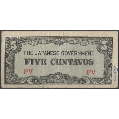 Filipinas Ocupacion Japonesa WWII, 5 Centavos ND1942 PV P102a