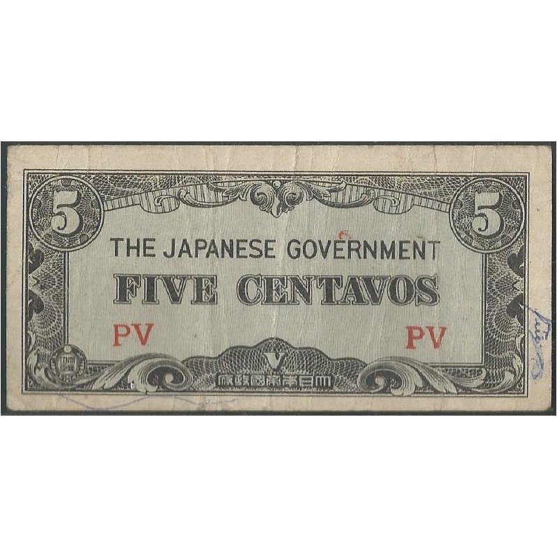 Filipinas Ocupacion Japonesa WWII, 5 Centavos ND1942 PV P102a
