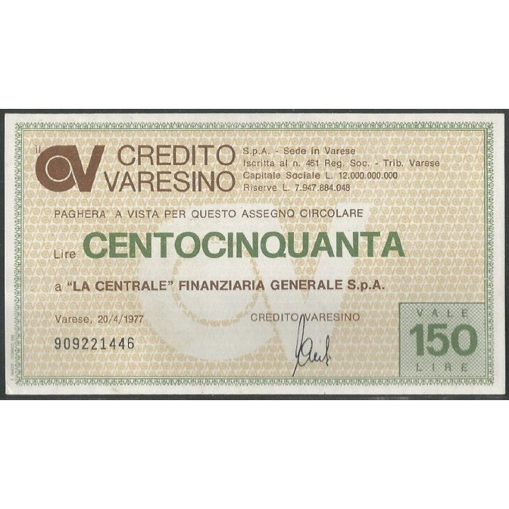 Italia - Credito Varesino 150 Lire 20 Abr 1977