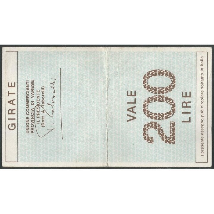 Italia - Credito Varesino 200 Lire 15 Nov 1976 reverso