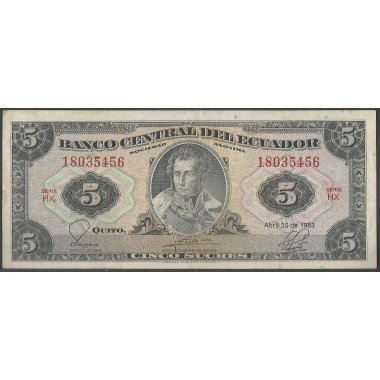 Ecuador, 5 Sucres 20 Abr...