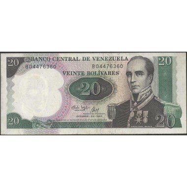 Venezuela, 20 Bolivares 20 Oct 1987 B 8 Dig P71