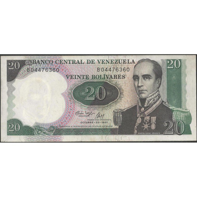 Venezuela, 20 Bolivares 20 Oct 1987 B 8 Dig P71