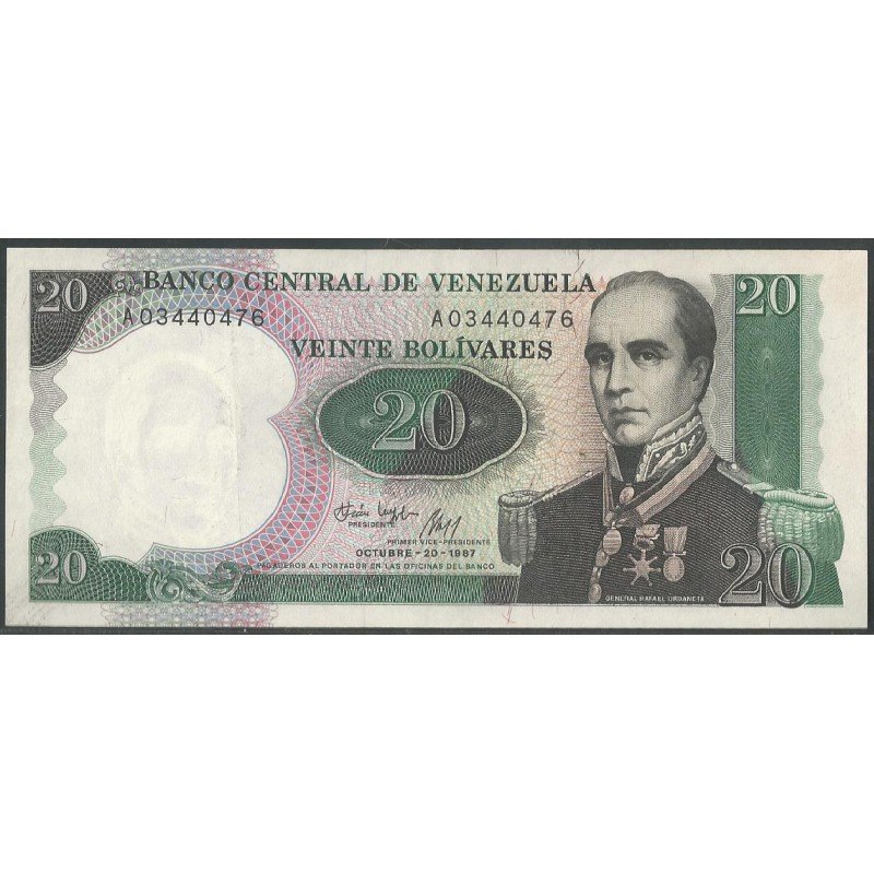 Venezuela, 20 Bolivares 20 Oct 1987 A 8 Dig P71
