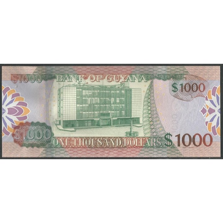 Guyana 1.000 Dollars ND2019 P38c reverso