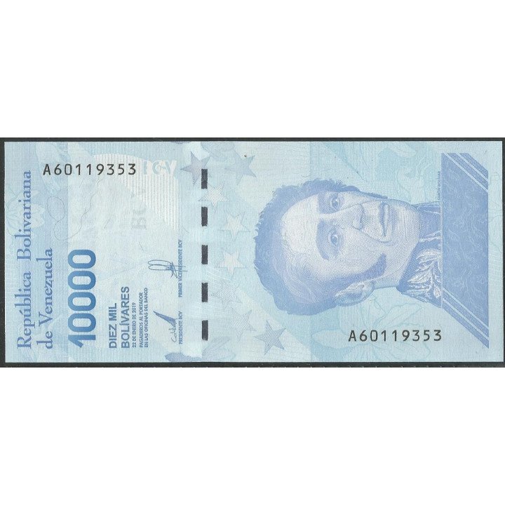 Venezuela 10.000 Bolivares 22 Ene 2019 A8 Dig P109b
