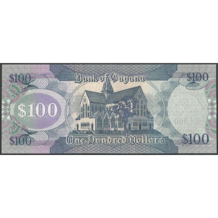 Guyana 100 Dollars ND2022 Firma 17 P36e reverso