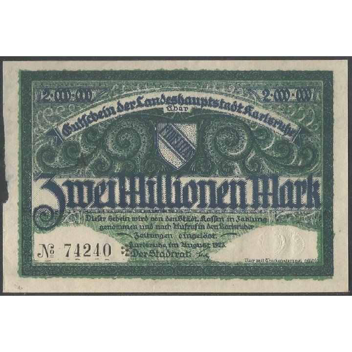 Alemania - Karlsruhe 2.000.000 Mark Ago 1923