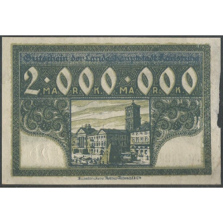 Alemania - Karlsruhe 2.000.000 Mark Ago 1923 reverso