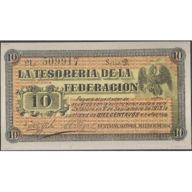 Mexico - La tesoreria de la Federacion, 10 Ctvos 16 Mar 1914 Ps1058