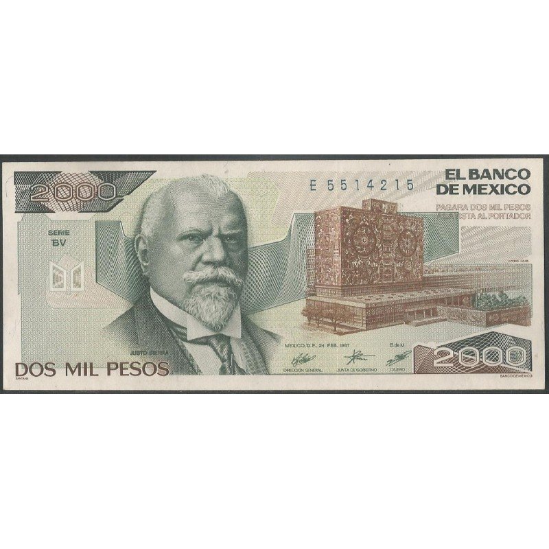 Mexico, 2.000 Pesos 24 Feb 1989 Serie BV P86b