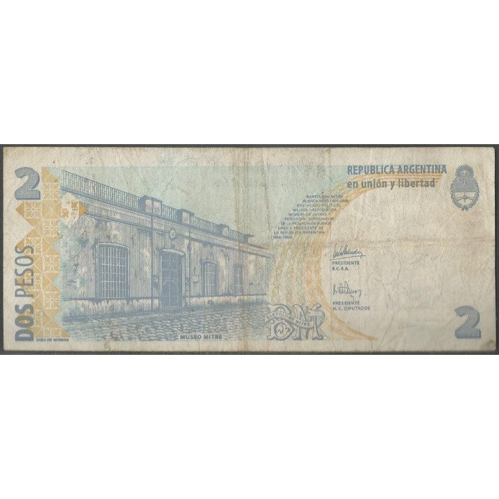 Argentina 2 Pesos ND2002 Serie H P352 reverso