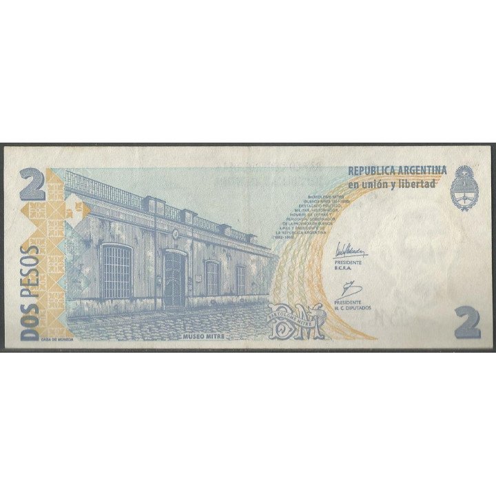 Argentina 2 Pesos ND2002 Serie I P352 reverso