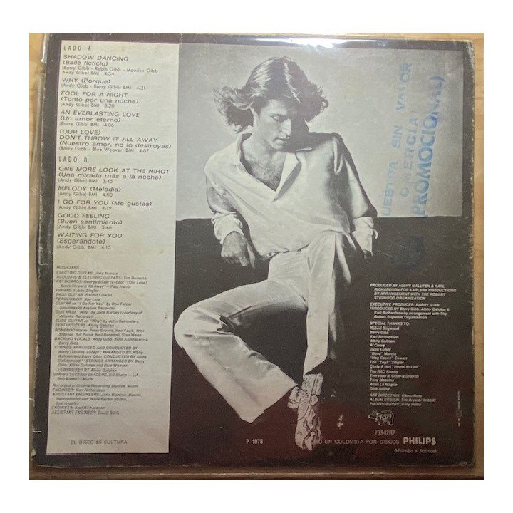 Andy Gibb Shadow Dancing - Colombia reverso