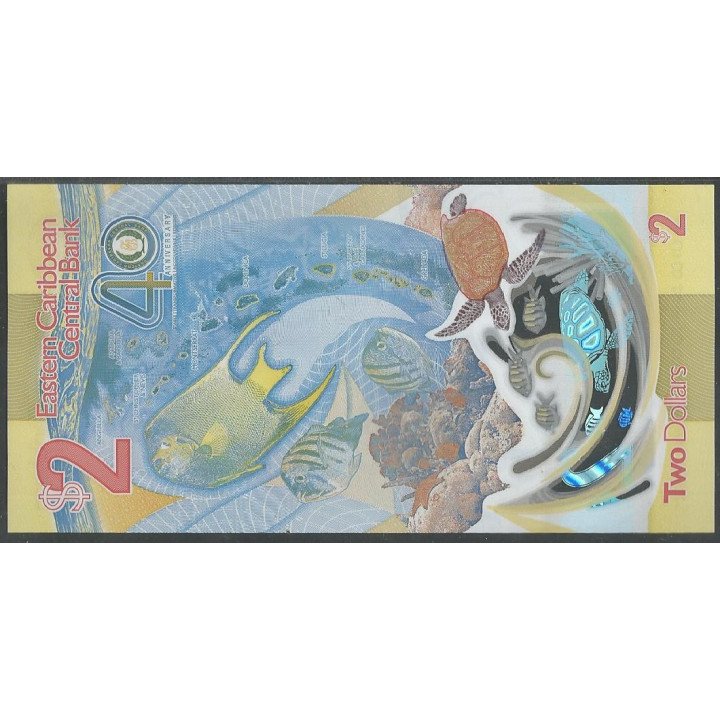 Estados del Caribe Oriental 2 Dollars ND2023 P61 reverso