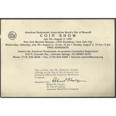 ANA - Artisan Bank 10 Dollars 18_ _ Fascimil New York show 1997
